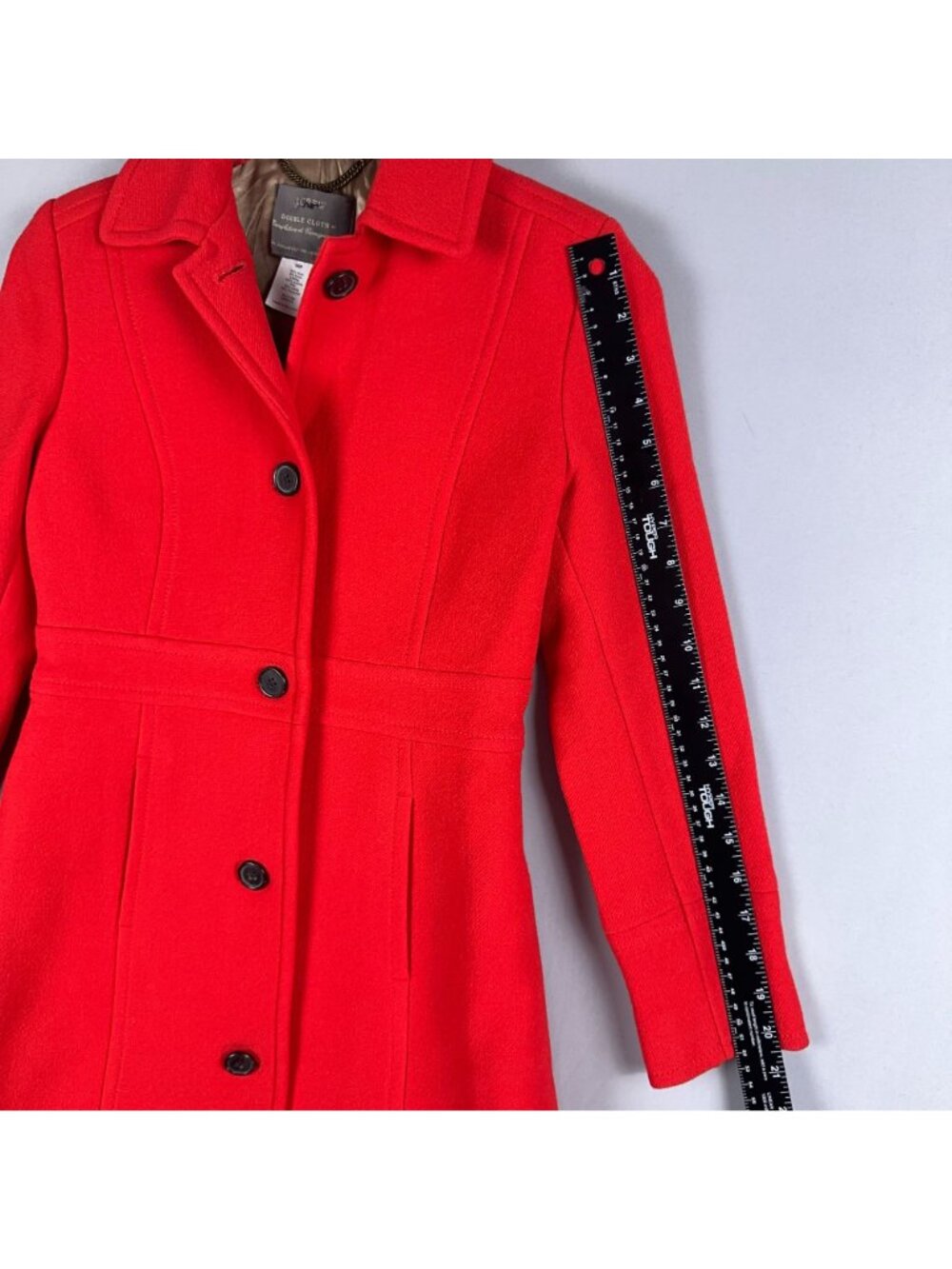 J. Crew Red Double Cloth Wool Coat Size 00Petite Fully Lined Winter Outerwear - Picture 8 of 10